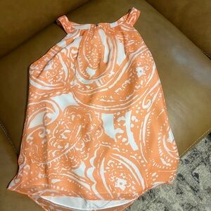Orange and White Sleeveless Top
